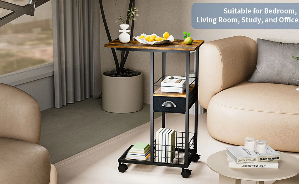 C-Shape Metal End Table with Drawer Z213334