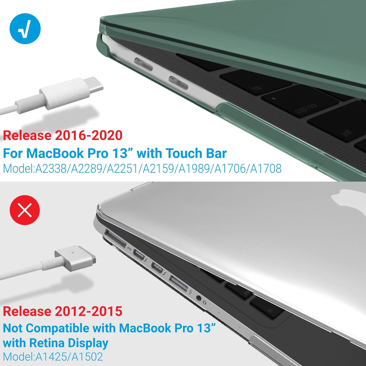 Midnight Green Hard Shell Case for MacBook Pro 13 Inch with Keyboard Cover O495322