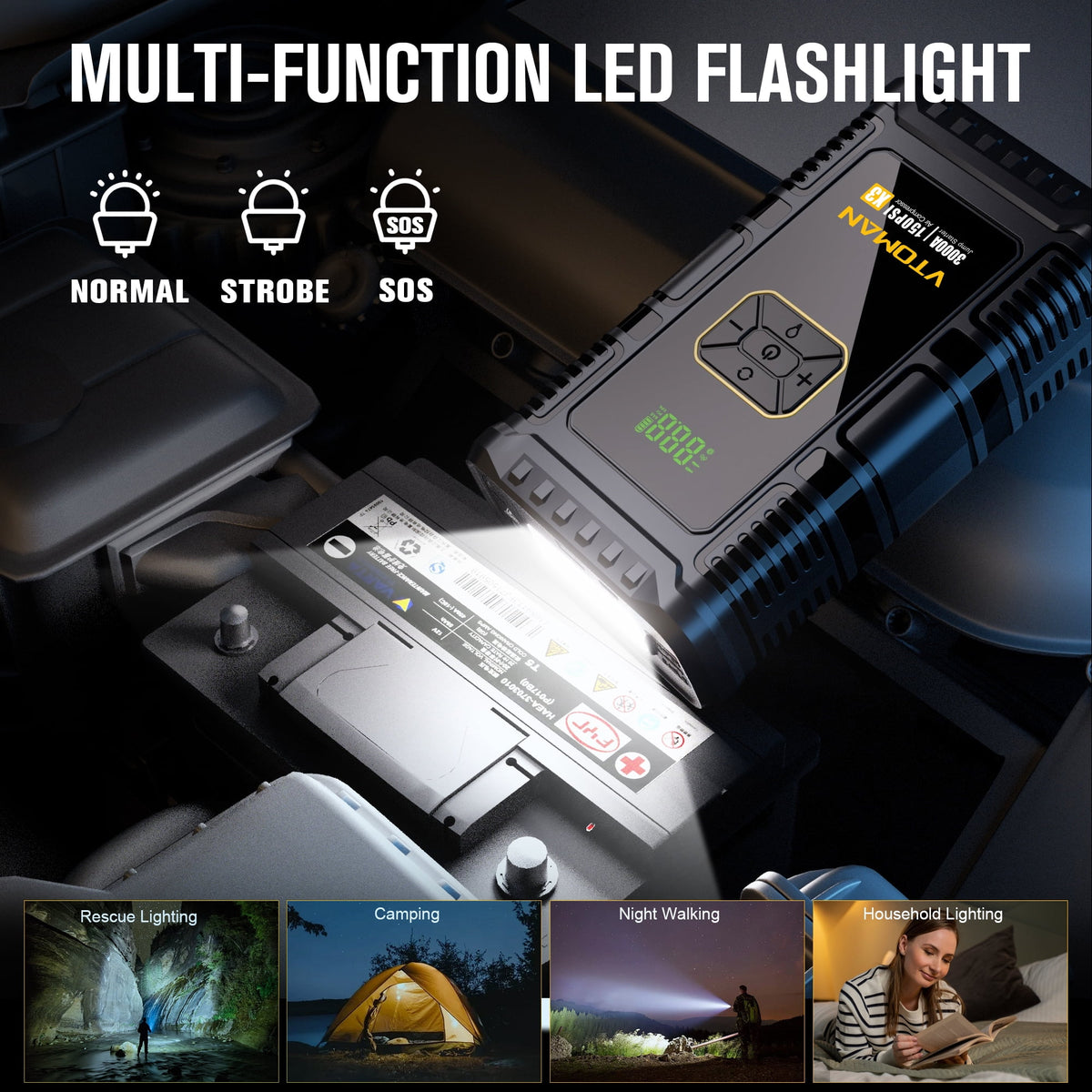 Portable Car Jump Starter with Air Compressor and 150PSI Tire Inflator V335