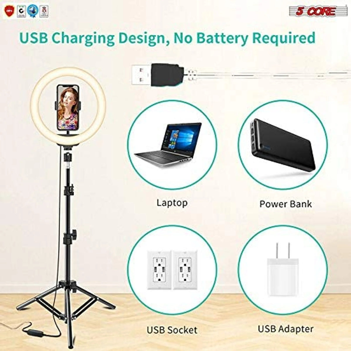10" LED Ring Light with Tripod Stand Phone Holder Q6556
