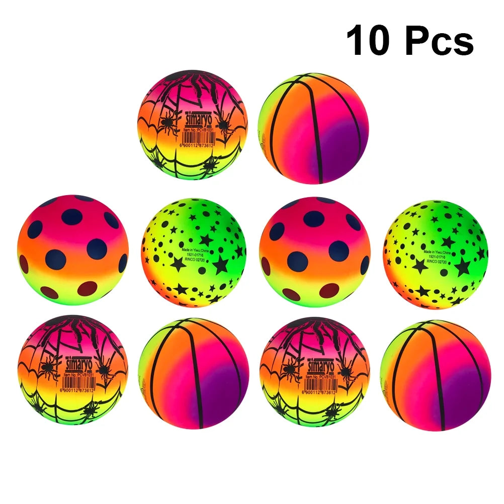 10 Pcs 16 CM Rainbow Balls Elastic PVC Beach Sports Play Ball T545