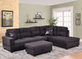 3 PCS L-Shaped Sectional Sofa Set with Storage Ottoman and Pillows W175