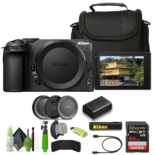 Nikon Z30 Mirrorless Camera + Soft Case + Cleaning Kit + Memory Card Wallet + 64GB Card + Card Reader + Hand Strap + Tripod L91712