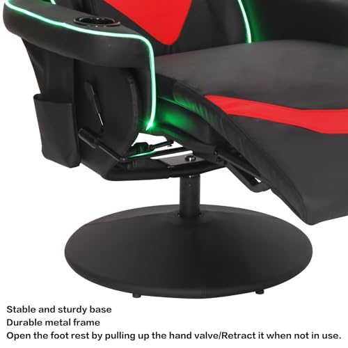 Black White Ergonomic Recliner Gaming Chair with Footrest and Cupholders W220347
