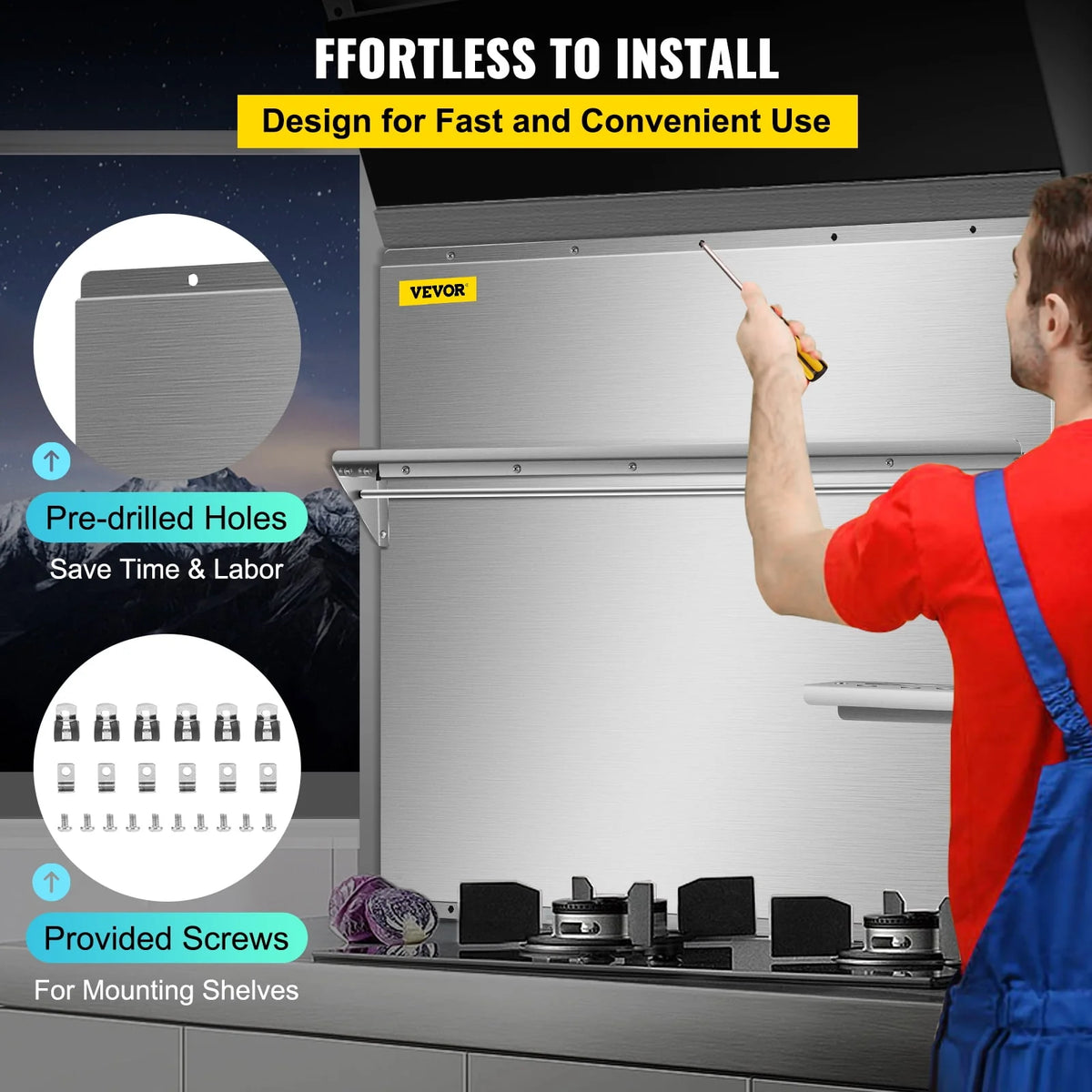Stainless Steel Range Backsplash with Shelf S655