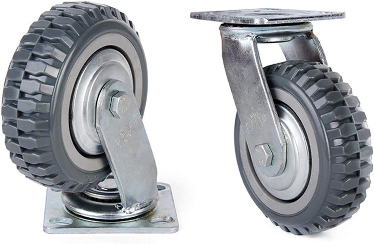 4 Pack 6 inch Swivel Rubber Wheel Casters Set with Brake T71633