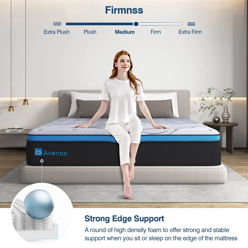 Queen Size 12-Inch Hybrid Gel Memory Foam Pillow Top Mattress M104821