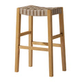 Weathered Natural Wood Bar Stool with Vegan Leather J49088