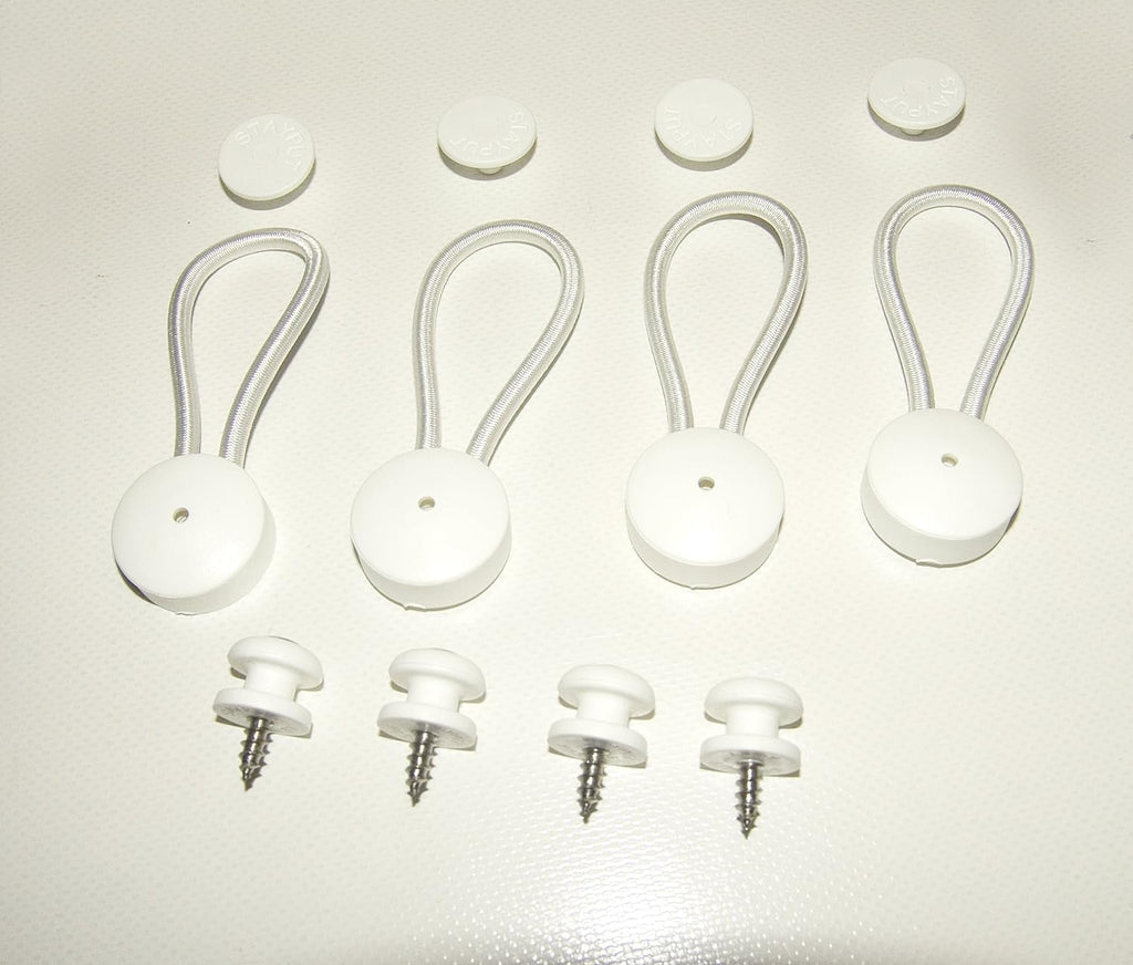 White Surface Attachment Bungee Fastener, 4 Pcs J559