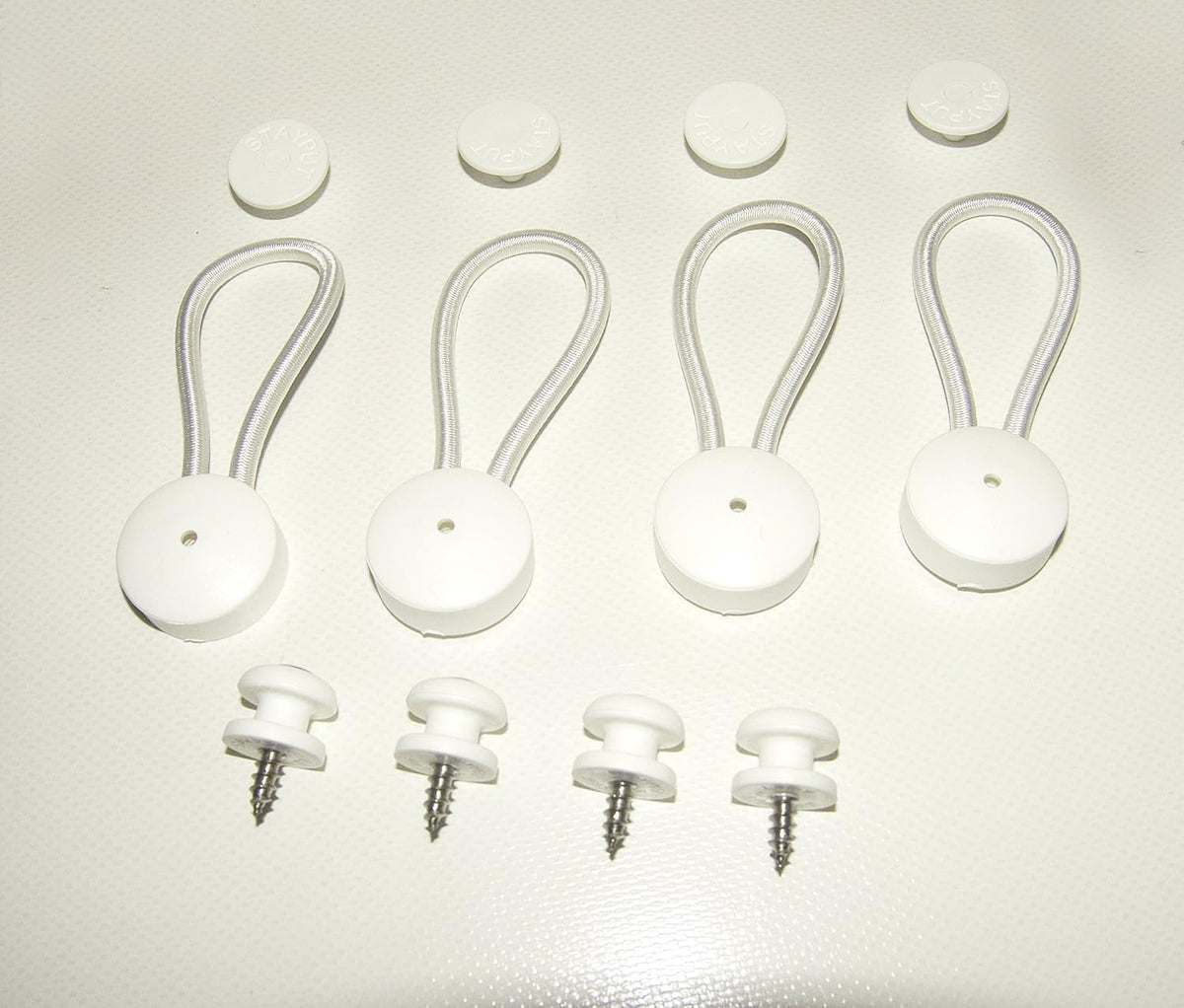 White Surface Attachment Bungee Fastener, 4 Pcs J559