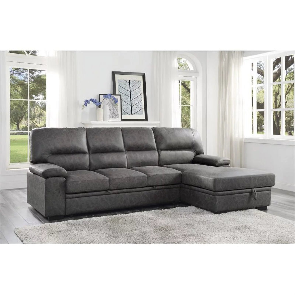 Dark Gray Microfiber Sectional with Right Chaise C18876