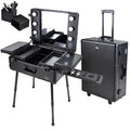 Salon Makeup Train Case Cosmetic Rolling Organizer Table LED Light H8242