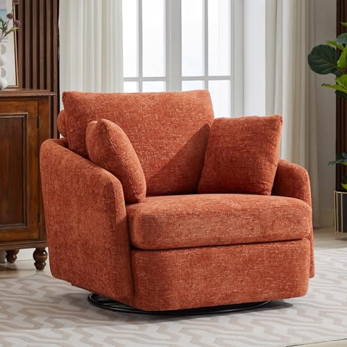Oversized Swivel Accent Chair with Ottoman, Corduroy, Gray K654