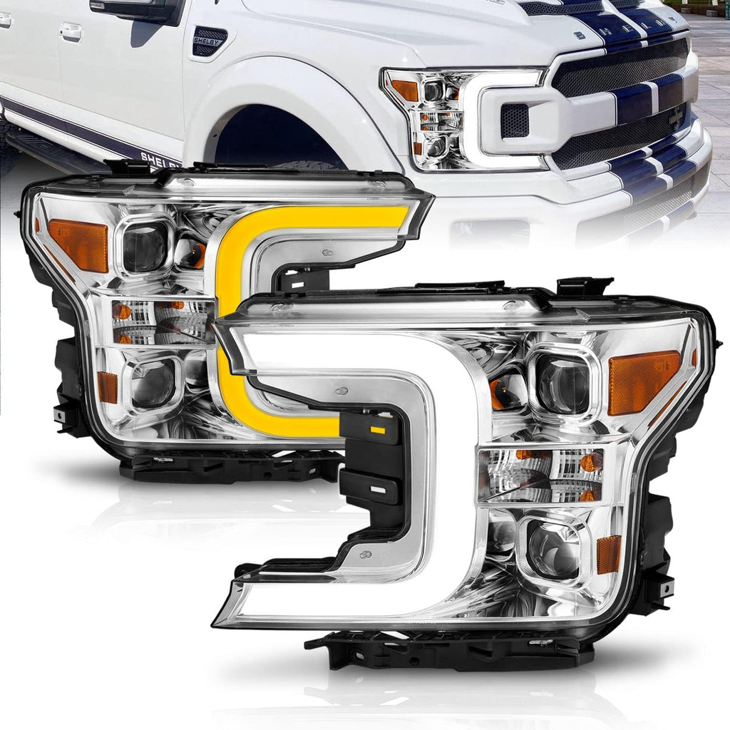 Black Quad Projector Headlights with LED Light Bar Assembly Set G78625