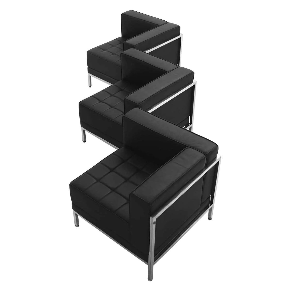 3-Piece Black Leather Sofa Set S7992
