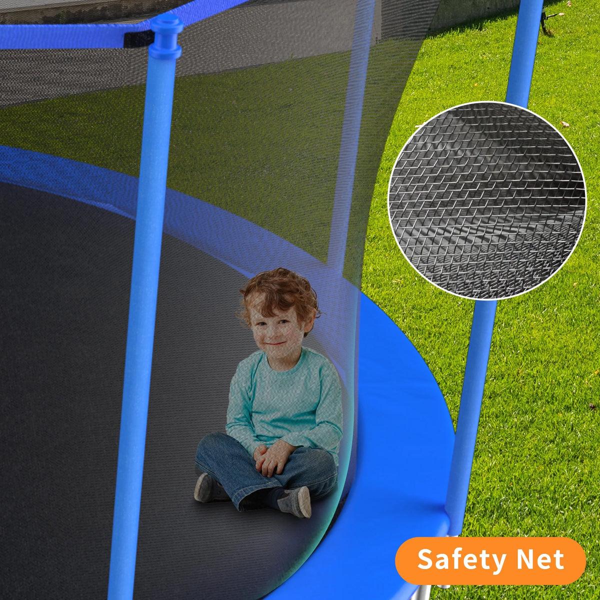 Blue 12FT Outdoor Trampoline with Safety Enclosure and Basketball Hoop W541