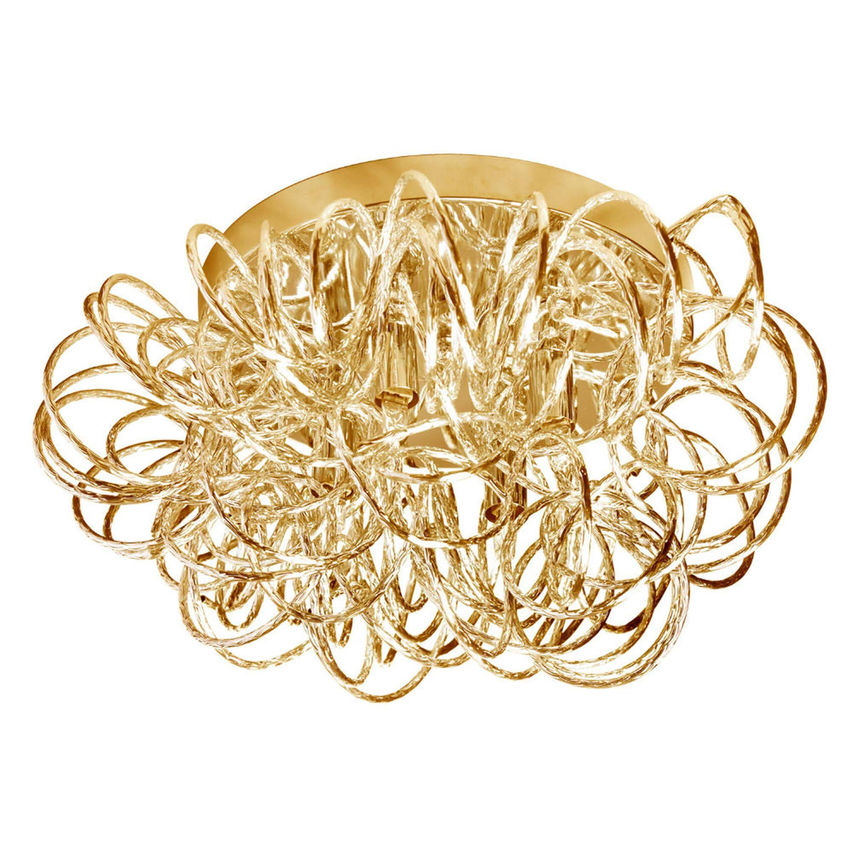 4 Light Tubular Flush Mount Fixture Gold S298566