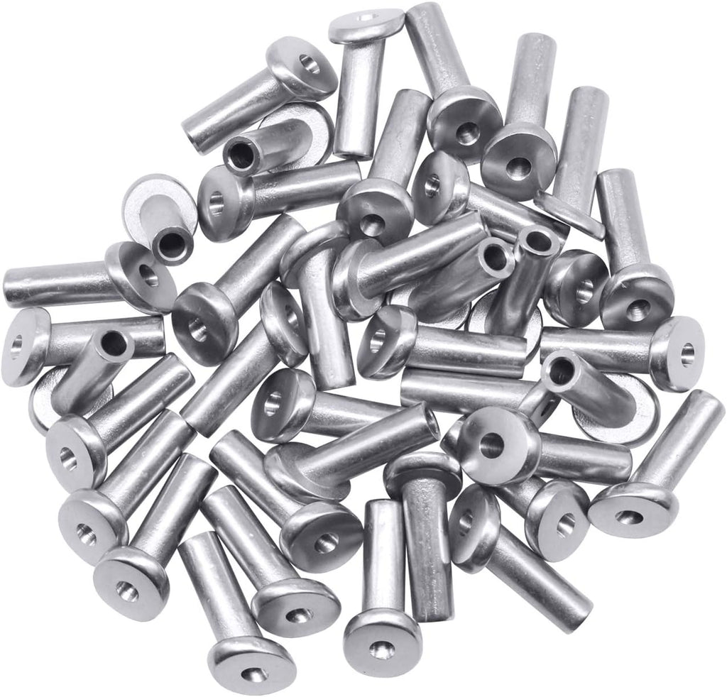 40 Pack 45 Degree T316 Marine Grade Stainless Steel Angle Beveled Protector Sleeves Wood Post Protector for 1/8", 5/32", 3/16" Wire Rope Cable Railing S811