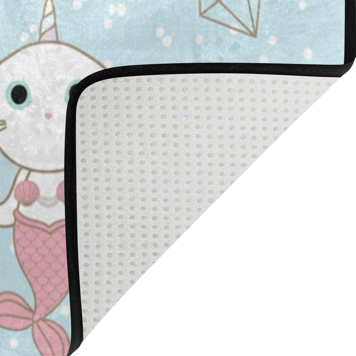 Cute Cat Unicorn Mermaid Lightweight Area Rug I210249