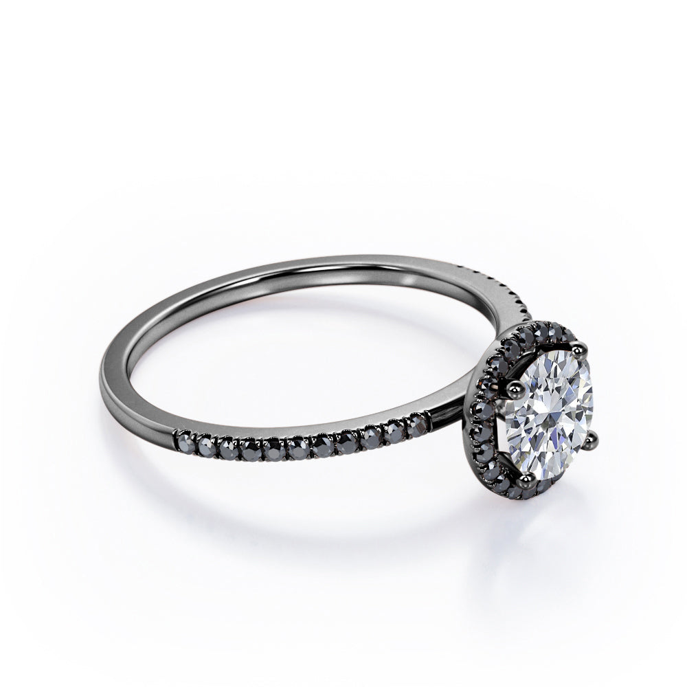18K Black Gold Plated Silver Moissanite Engagement Ring N7200