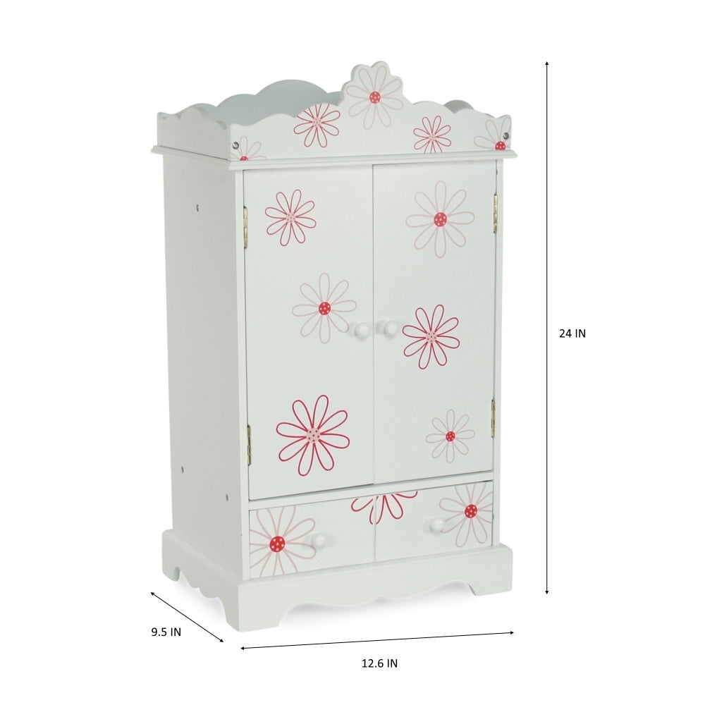 18 Inch Doll Clothes Storage Closet Armoire with 3 Notched Doll Clothes Hangers P37493
