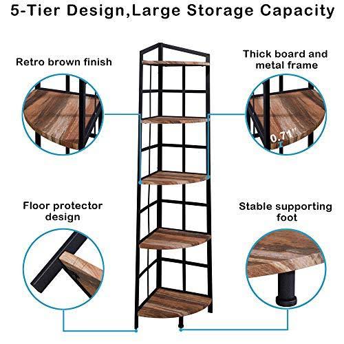 5-Shelf Industrial Corner Bookcase X8386