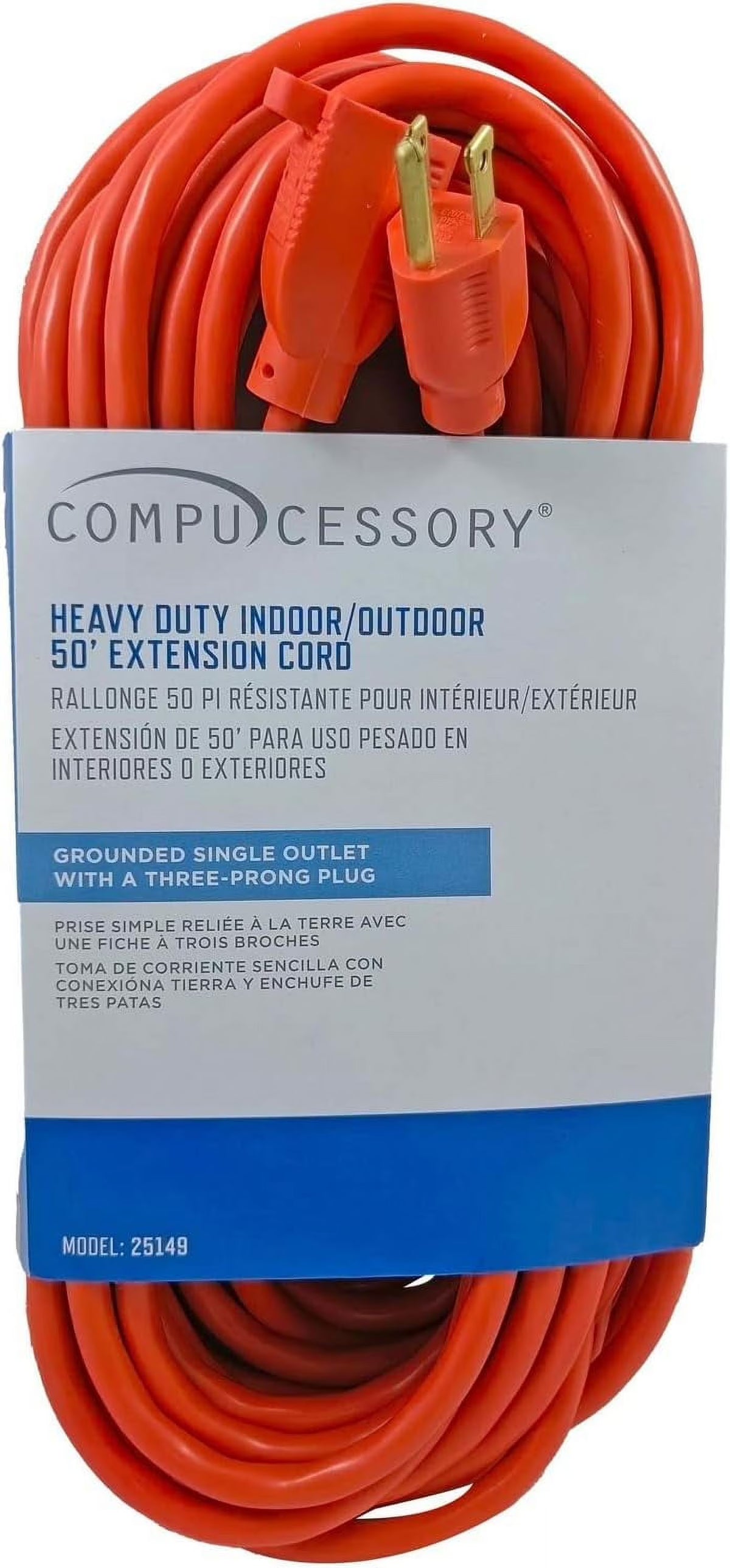 Orange Heavy-Duty Power Extension Cord, 50' N94810