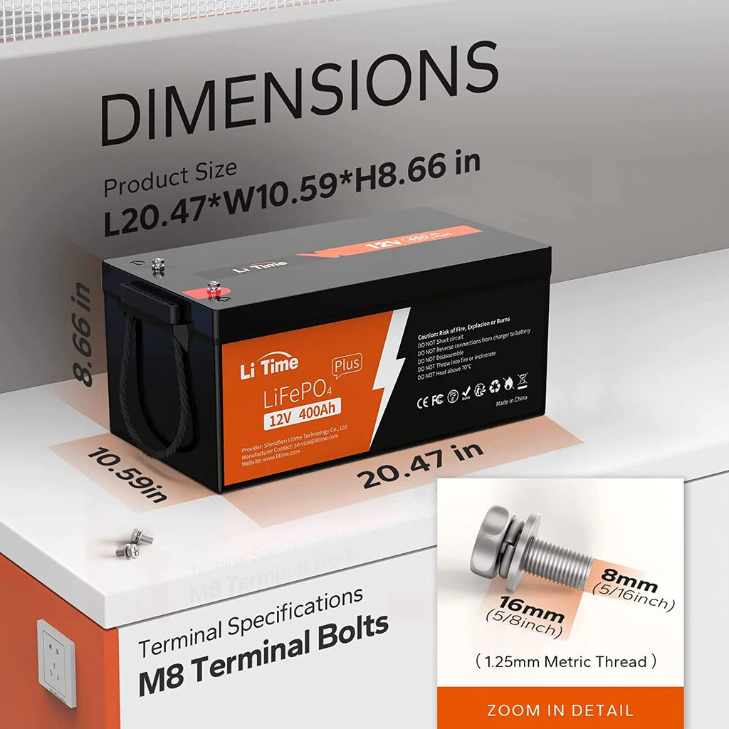 12V 400Ah Lithium LiFePO4 Battery with 250A BMS R962