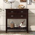 Solid Wood Console Table with 4 Drawers and Slatted Shelf Z6105