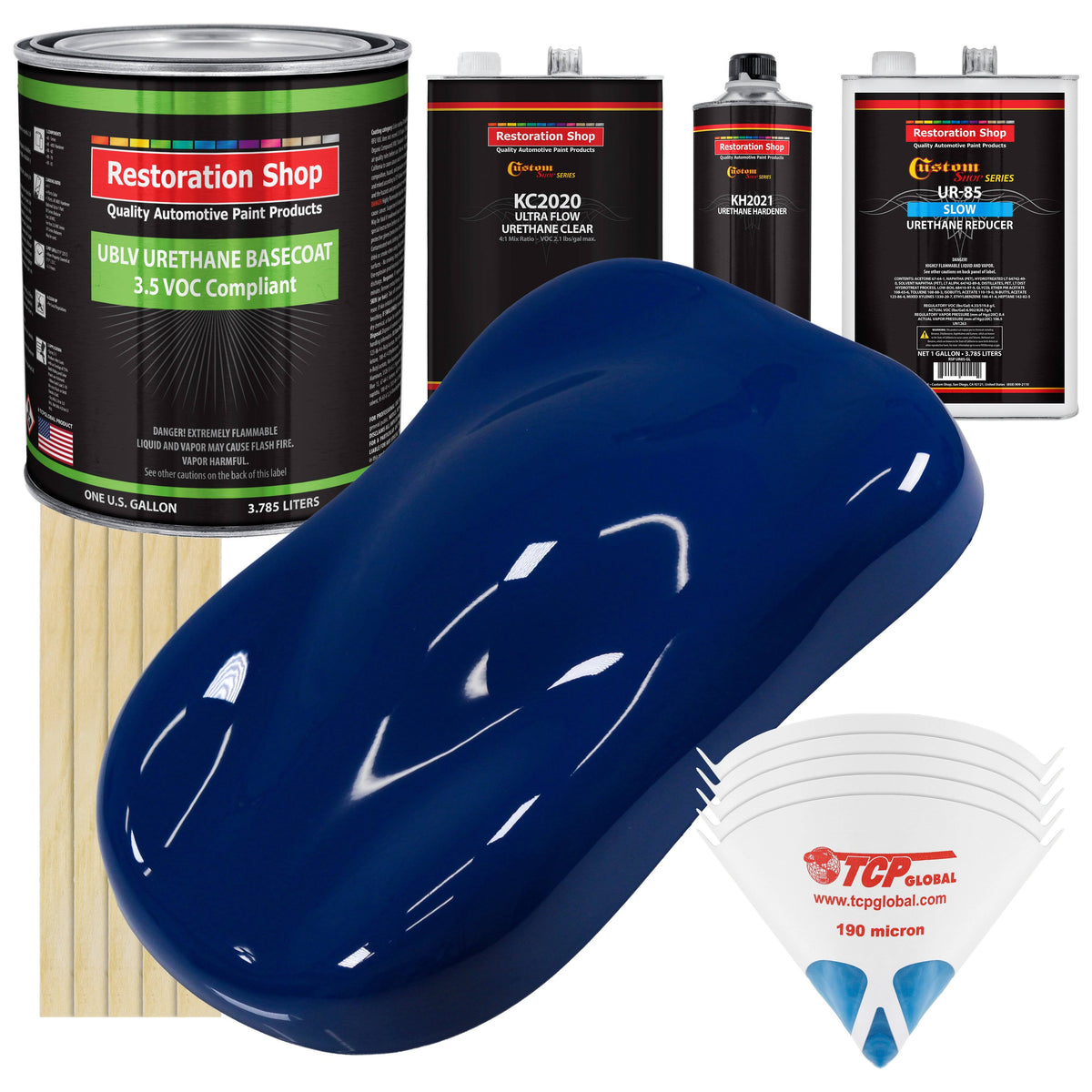 Marine Blue Low VOC Urethane Basecoat Clearcoat Car Auto Paint Complete Slow Gallon Kit V5879