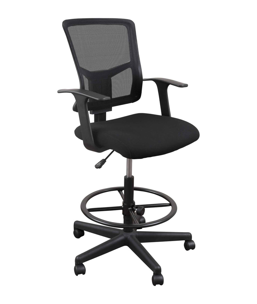 Black Sit to Stand Drafting Stool Chair with Adjustable Footrest and Armrests Y36373