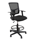 Black Sit to Stand Drafting Stool Chair with Adjustable Footrest and Armrests Y36373