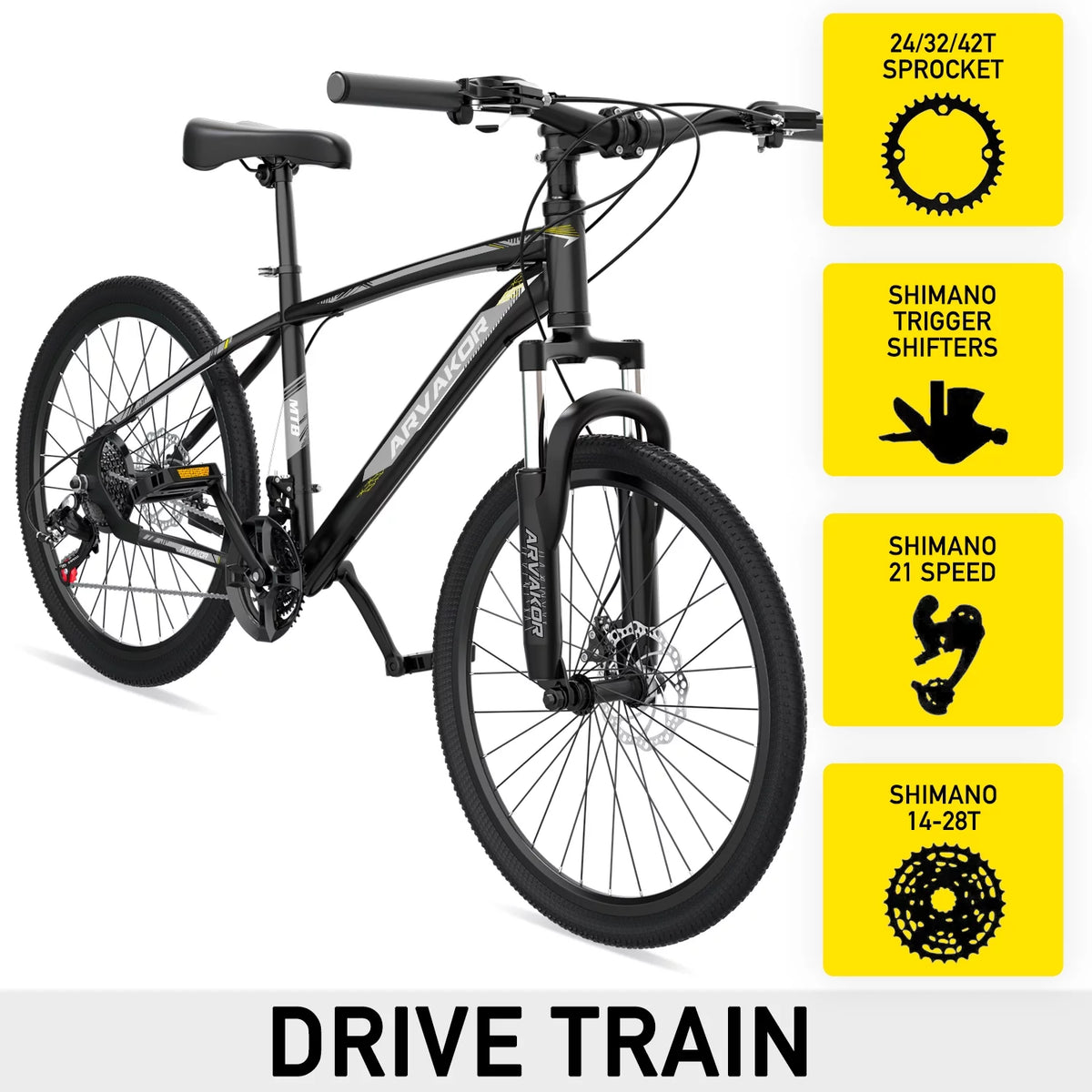26'' Mountain Bikes 21 Speeds Double Disc Brake Gray D257846