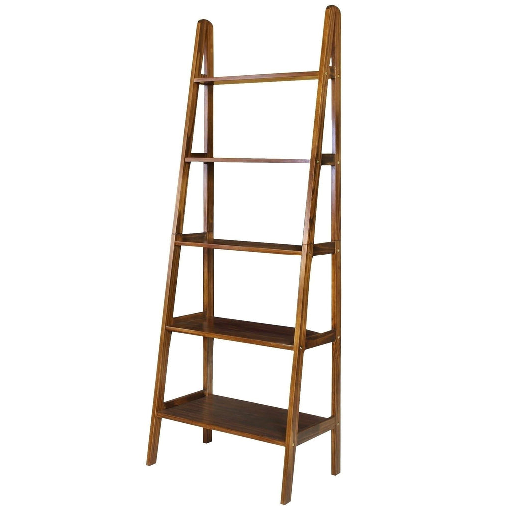 Espresso 5-Shelf Ladder Bookcase D499