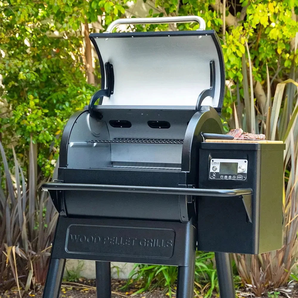 Pellet Grill & Smoker with Foldable Front Shelf, Ash Cleanout System, Rain Cover, 1056 sq.in Cooking Area W185