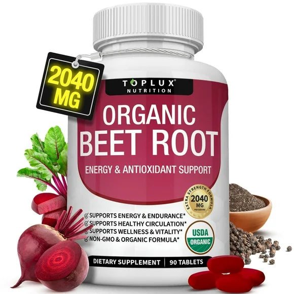 Organic Beet Root Capsules 2040mg 90 Tablets E40375