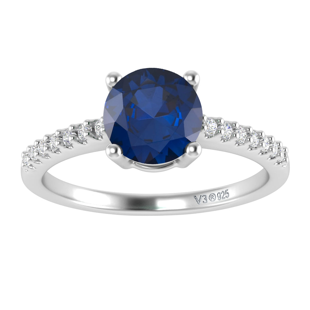 Blue Sapphire and White Topaz Engagement Ring U811