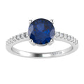 Blue Sapphire and White Topaz Engagement Ring U811