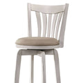 White Wood and Fabric Swivel Bar Height Stool P44719