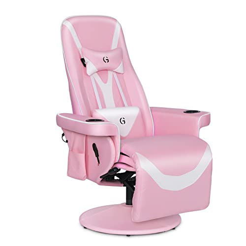 Black White Ergonomic Recliner Gaming Chair with Footrest and Cupholders W220347