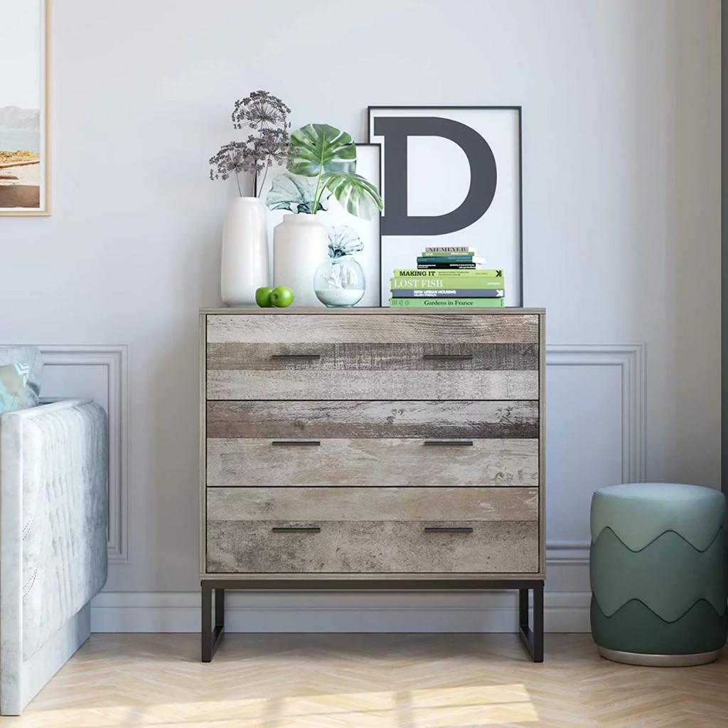 White 3 Drawer Wood Dresser J69125