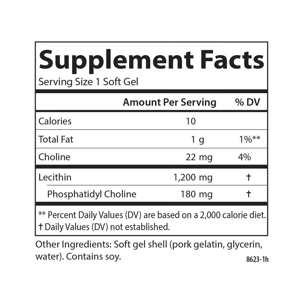 Lecithin 1200 mg Non-GMO 280 Softgels S871784