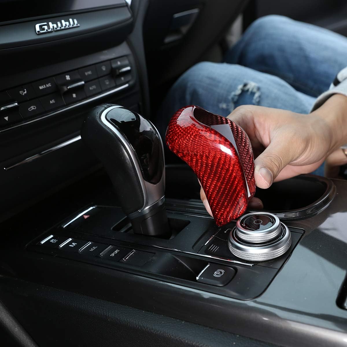 Real Carbon Fiber Gear Shift Knob Head Cover (Black) U4192