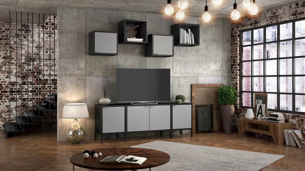 Black and Grey TV Stand Cabinet E91368