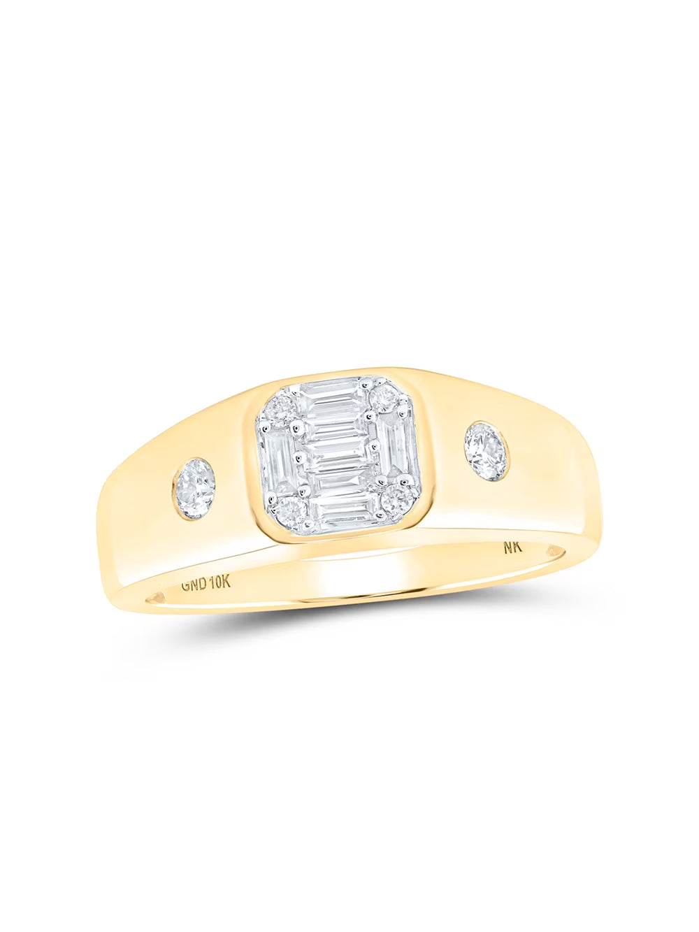 10kt Yellow Gold Mens Baguette Diamond Band Ring 3/8 Cttw Q51024