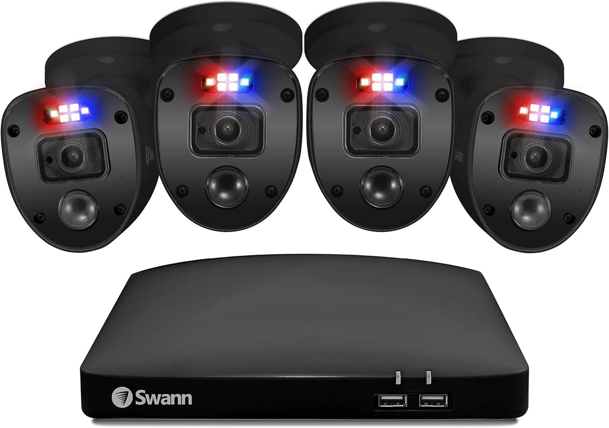 Black Enforcer 8 Channel 4 Camera Wired CCTV Security Camera System V15694