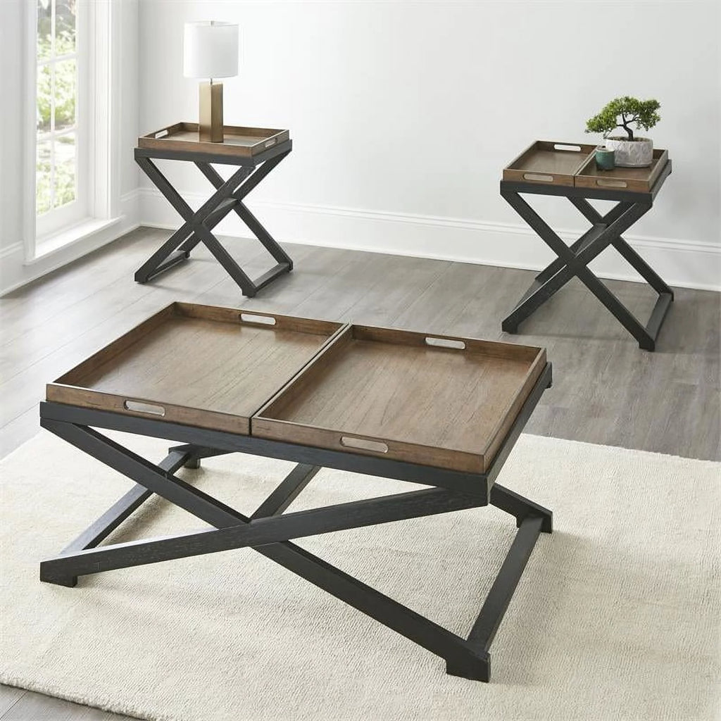 Walnut and Ebony Solid Wood End Table F7524