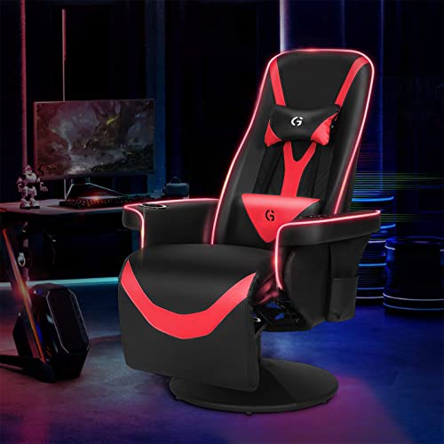 Black White Ergonomic Recliner Gaming Chair with Footrest and Cupholders W220347