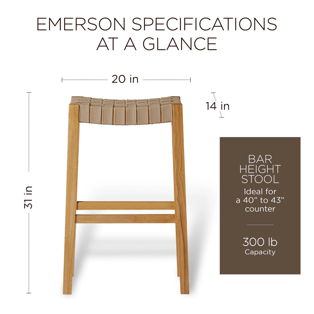 Weathered Natural Wood Bar Stool with Vegan Leather J49088