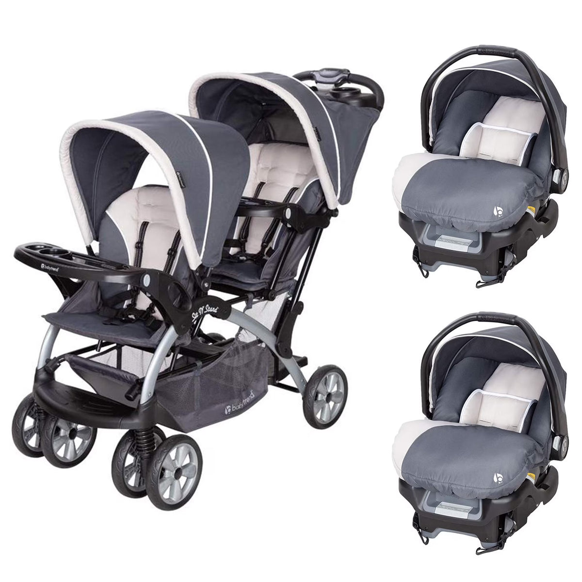 Magnolia Double Baby Stroller and Single Car Seat B447